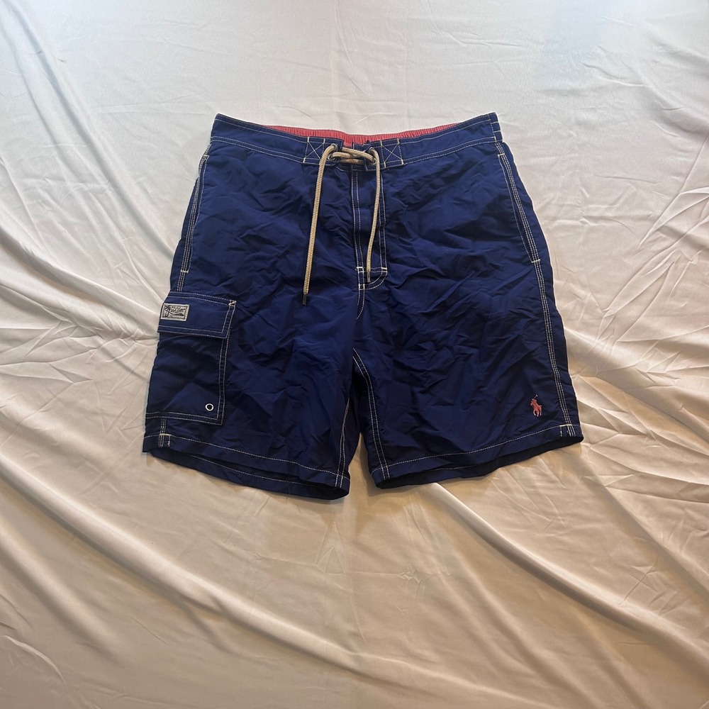 Polo Ralph Lauren Mens Navy Blue Cargo Swim Trunks Board Shorts Small